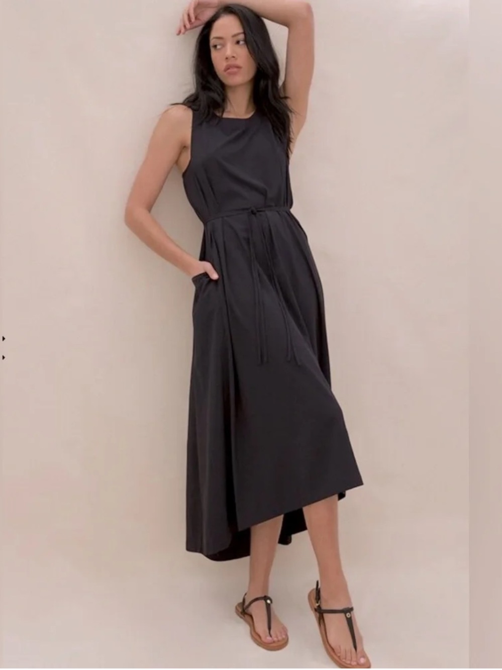 Soma Weekend Everstretch Sleeveless Midi Maxi Dress Small Black Pockets Travel
